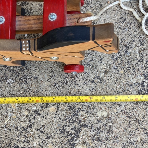 Vintage EUC Wooden 2 Horses & Wagon Pull Toy - Picture 6 of 12